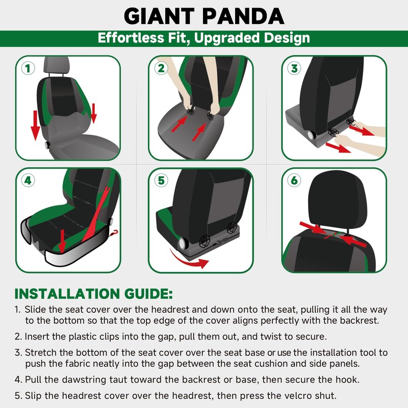 GIANT PANDA Waterproof Neoprene 2 Pack Front Car Seat Covers