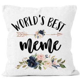 MONALET World's Best Meme Gifts Throw Pillow Cover 18x18, Birthday Pillow Case for Grandmother, Grandma Square Decor Pillowcase for Home Bedroom Living Room Couch Bed Sofa