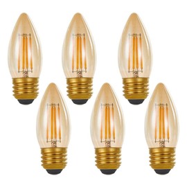 PANLAVIE - foco LED de filamento de 4 W, estilo Edison clásico clásico, E26, base estándar, color ámbar, punta redonda, equivalente a 40 W, blanco ultra cálido 2200 K, paquete de 6