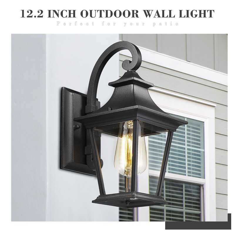 Emliviar Outdoor Porch Light, Modern Outside Wall Light Fixture for