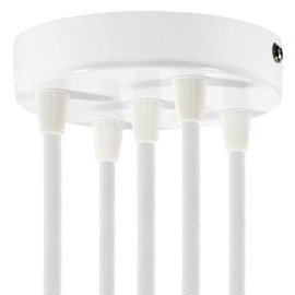 Creative-Cables 5 Holes White Cylinder Rosette Kit, bracket, screws and 5 cable retainers