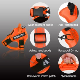 voopet Service Dog Harness, No-Pull Emotional Support Pet Vest Harness, Reflective Breathable and Adjustable Pet Halters for Small Medium & Large Dogs (with 4 PCS Removeable Tags)