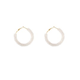 GUOXIAOMEI Round Circle Glitter Hoop Earrings Bohemian Sparkle Resin Rhinestone Wrapped Drop Dangle Earrings Jewelry for Women Girls, Crystal, crystal