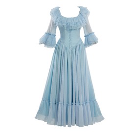 miccostumes Women's Marie Antoinette Costume Rococo Dress Ball Gown 18th Century Victorian Dress (blue, M)