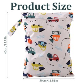 Zip Pockets Nappy Bags, Pack of 2 Nappy Bags, Small Changing Bag, Nappy Bag, Wet Bag, Reusable Nappy Bag, for Nursery or Travel, Multicoloured, 40 x 30 cm