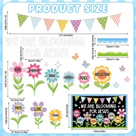Naozinebi We are Blooming for Jesus Bulletin Board Christian Classroom Decorations Spring Flower Paper Cutout Positive Floral Bulletin Board Sets for Religious Christian Sunday Church School Supplies
