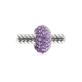 Lavender Crystal Round Bead Simulated Alexandrite Bead Charm .925 Sterling Silver for European Bracelet For Women
