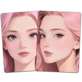 DELORIGIN 2pcs Face Painting Practice Board A4 Size Reusable Makeup Painting Practice Boards Template Stage Make-up Exercise Tool Facial Paint Supplies for Makeup Beginner(Pink Hair Woman)