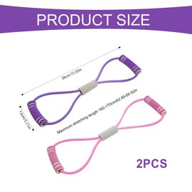 2PCS Resistance Band with Handles Arm, Figure 8 Resistance Band, Yoga Gym Fitness Pulling Rope, 8 Word Elastic for Arm And Shoulder Stretch Stretching Bands, Purple or Pink Elastic Exercise Bands