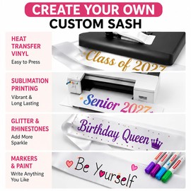 DMHMXZ 18 Pack White Satin Sashes Blank for DIY Customization, Senior 2027 Graduation Sash, Class of 2027 Pageant Sash for Bridal Shower, Birthday, Beauty Pageant Party Supplies