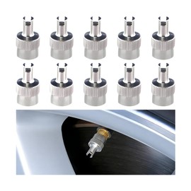 FALVFUN Car Tire Valve Stem Caps, 10PCS Brass Vehicle Slotted Slot Air Stem Cover with Valve Core Remover & O Rubber Ring, Auto Protection Accessories, Universal Fit (Silver)