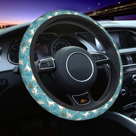Dinosaur Tyrannosaurus Rex Stegosaurus Brachiosaurus Steering Wheel Cover Car Accessories Cute for Women Girls Girly Universal 15 Inch Neoprene Auto Interior Decor Anti Slip Car Truck Protector