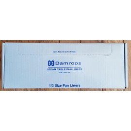 Damroos 250 Steam Table Pan Disposable Liners, Suitable for 1/3 -Size Steam Table Pan, Size 18" x 14", Clear, 250 Liners Per Roll Per Case with Plastic Ties, One Case, 250 Liners and Ties Per Order