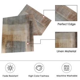ArtSocket Farmhouse Table Runner and Placemats Set of 6, Abstract Brown Grey Painting Art Dining Table Decor for Daily Use(1 Table Runner 72 inches Long and 6 Placemats)