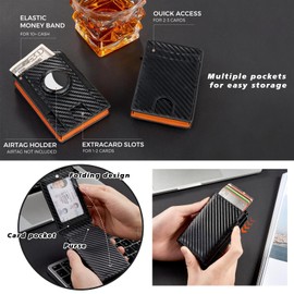 Wiwsi RFID Blocking Wallet for Men, Slim Leather Bifold Minimalist Men's Front Pocket Wallet, Mens Pop Up Wallet, with Gift Box (Black)