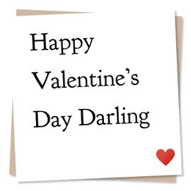 Beautiful Simple Valentine's Card - Happy Valentine's Day Darling - Heart Design - Valentines Card For Boyfriend, Girlfriend, Husband, Wife