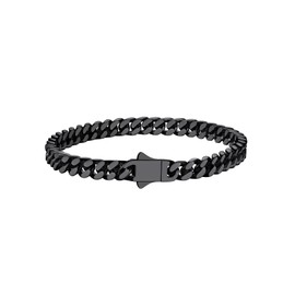 Richsteel Cool Heavy Bracelet for Men Boys Black Cuban Link Chain Bracelets 21cm Mens Jewellery