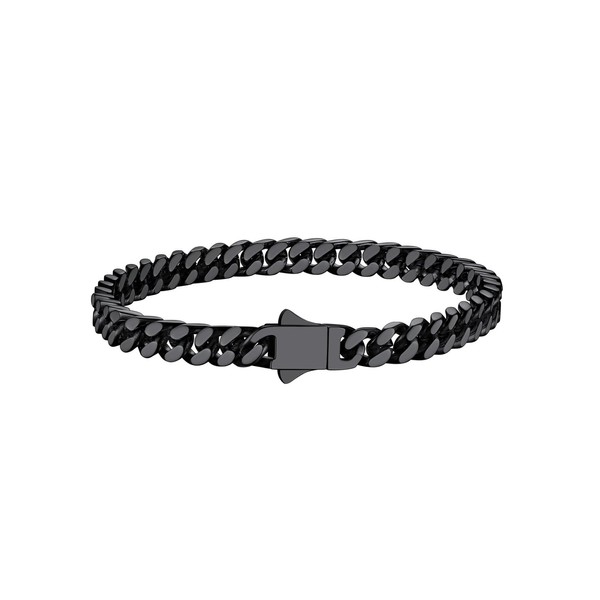 Richsteel Cool Heavy Bracelet for Men Boys Black Cuban Link