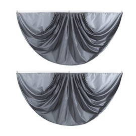 Grey Pure Solid Colour Pleated Fan Flag Bunting 3 x 6 Ft Colour Pleated 2 Pcs Fan Flag Banner Indoor/Outdoor/Front Porch Decorations, Colour Half Fan Flag Patriotic Holiday Decorations.