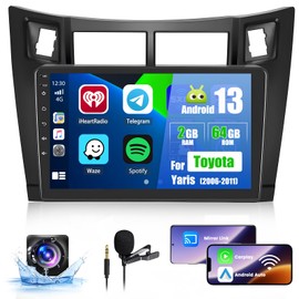 Car Radio Stereo for Toyota Yaris 2006 2007 2008 2009 2010 2011, Wireless Carplay Android Auto, Android 13 System, 2+64GB, 9 Inch Touch Screen Bluetooth Car Radio GPS WiFi SWC Backup Camera