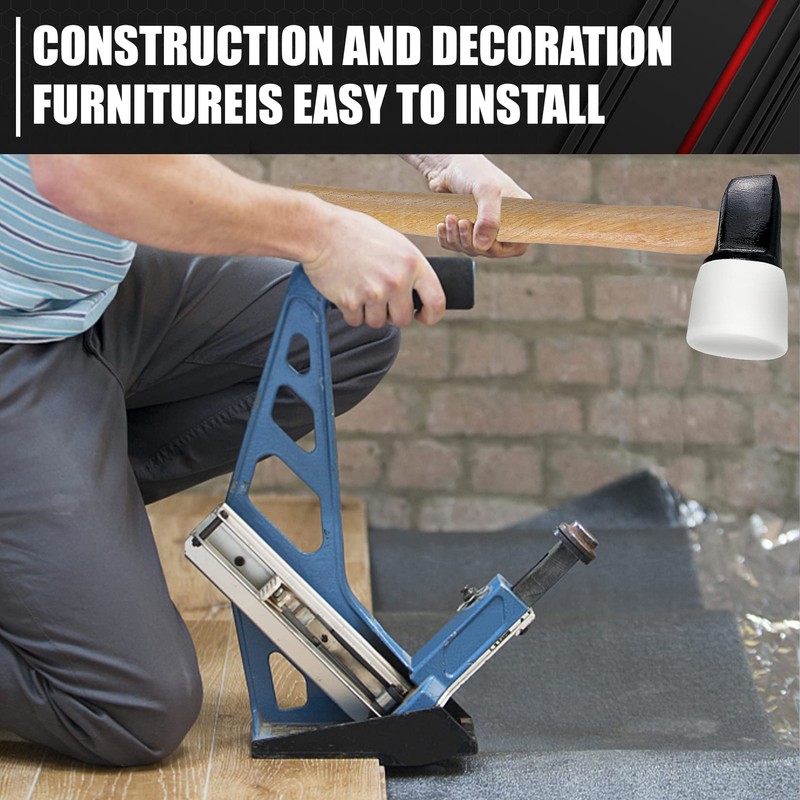 C&T White Rubber Flooring Mallet with Replaceable Head,Non-Marring Head, Wood