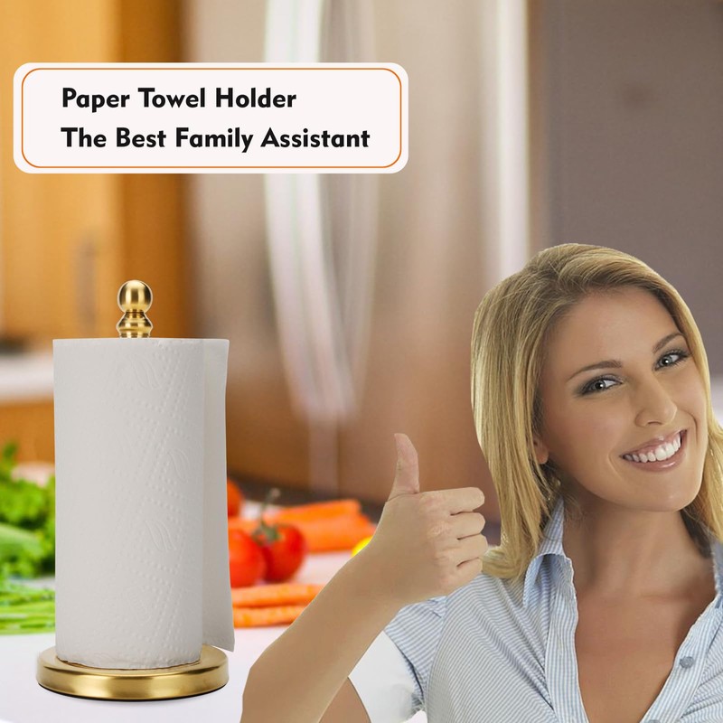 Fatizon Paper Towel Holder Stand, Gold Paper Towel Holder Countertop,