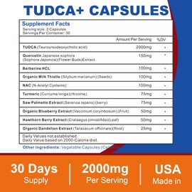 Spliferkou 2000mg Tudca Liver Support Supplement, Tudca Bile Salt with Milk Thistle and Nac,60 Capsules for 30 Days,Support for Liver, Detoxification,Immune System