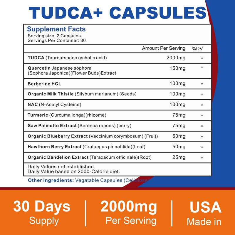 Spliferkou 2000mg Tudca Liver Support Supplement, Tudca Bile Salt with