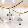 OLIVIASO Women's 925 Sterling Silver Love Heart Cross Crushed Created-opal