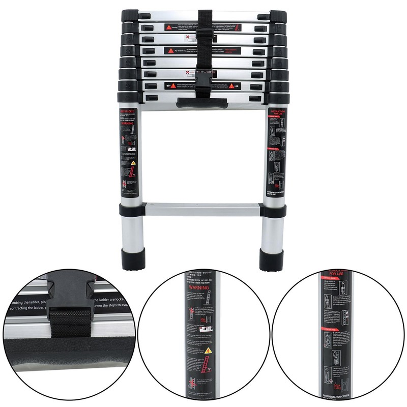 findmall Telescopic Ladder 8.5 Feet with Non-Slip Feet, Maximum Weight
