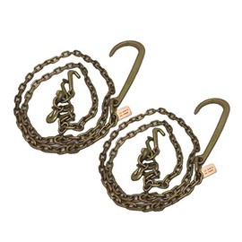 AutoHauler Supply Two (2) 10' Tow Chain w/ 15" J Hook and Grab Hook, RT Hooks and Mini J Hook 4700lbs WLL 5/16" Grade 70