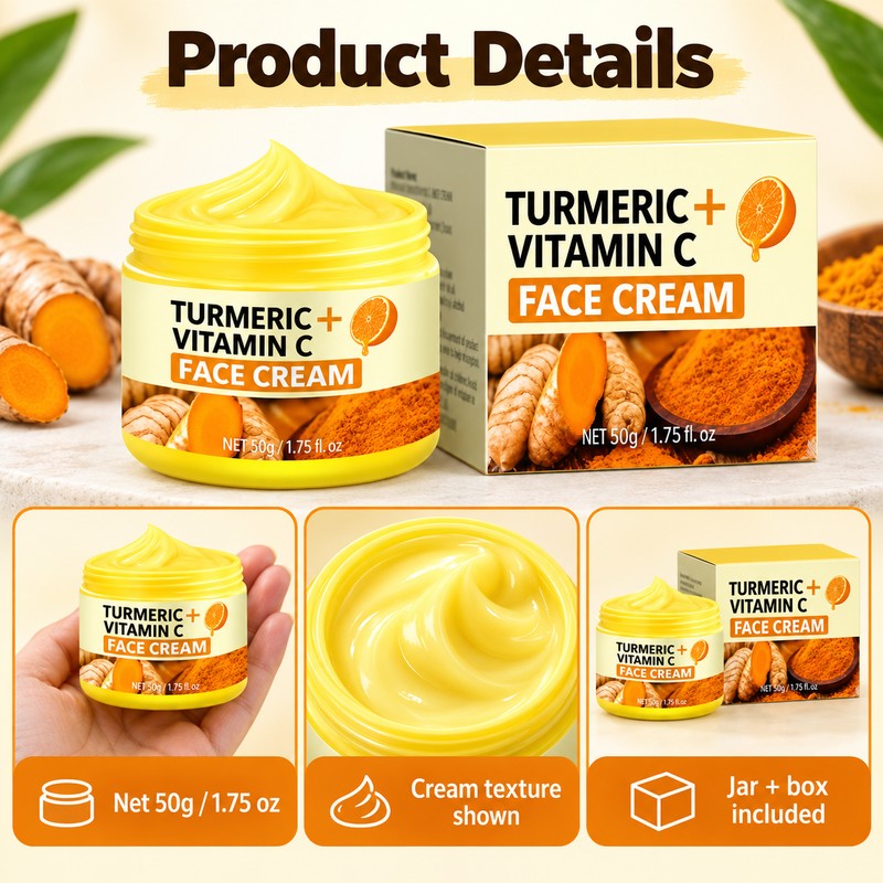 Turmeric VC Face Cream for Daily Moisturizing – Lightweight Brightening