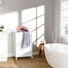 White Laundry Basket Hamper with Wheels, Large Square Tall Rolling