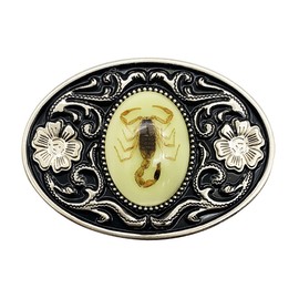 XGALBLA Cool Western luminous stone 3D Scorpion Belt Buckle For Men(Silver tone)