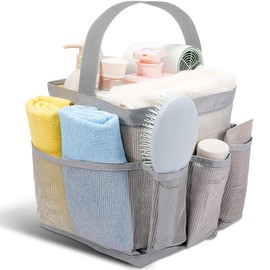 Shower Caddy Portable for College Dorm Room Essentials for Girls with 9 Pockets,Large-Capacity Shower Basket,Quick Dry Toiletry Tote Bag for Women,Outdoor Gym,Travel,Swim,Beach Camping Essentials-Grey