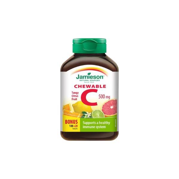 Jamieson Vitamin C Chewable 500mg (Citrus Fruit) - 100 + 20 Tabs BONUS