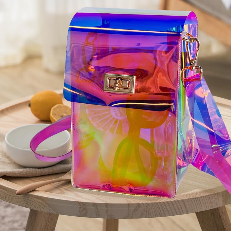 TotePrint Small Holographic PVC Shoulder Bag, Waterproof Crossbody Bag for