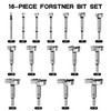 BeHappy Hex Shank Forstner Bit Set, 16pcs Multi Sided Shank