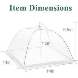 Pack of 3 Fly Covers Mesh Screen and Foldable Umbrella Reusable Tents for Parties, Picnics, BBQs, Outdoor Net, Pop Up Covers, Beetles, Mosquitoes - 35.6 cm