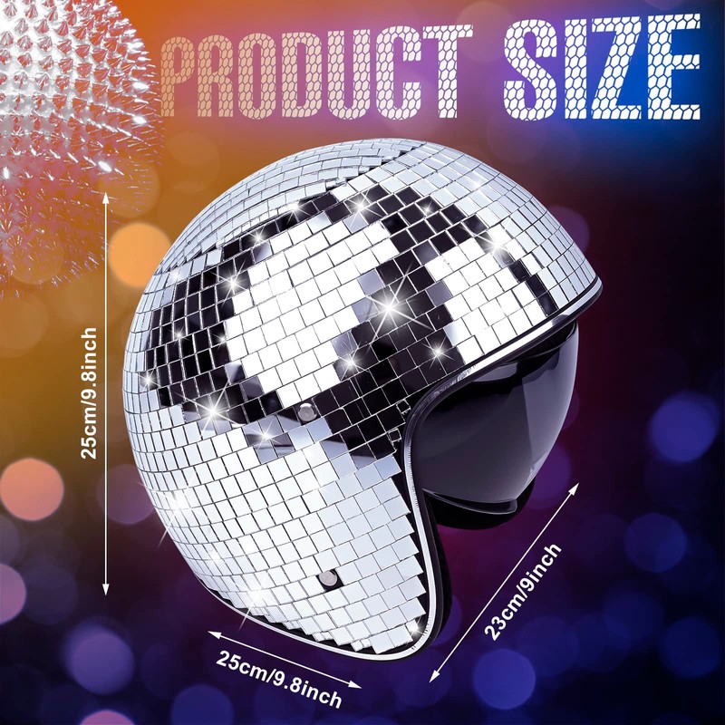 Disco Helmet with Retractable Visor Glitter Mirror Glass Punk Costume