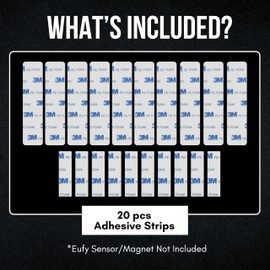 Contact Sensor Adhesive - Compatible with EUFY Sensor | Mounting Tape Replacement Pads | Works with Door, Window, Wall Alarm Sensors | Easy Mount, Peel and Stick (10 Pack - Small and Large)