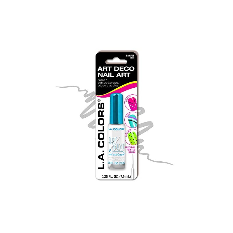 L.A. COLORS Art Deco Nail Art Polish, White CBNA501