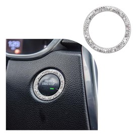 Dickno Dickno Bling Crystal Double Rhinestone Car Engine Start Stop Decoration Ring, Push Start Button Bling Ignition Ring Sticker, Sparkling Car Interior Accessories for Women (White, 1 PC)