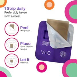 DISO - Vitamin C - Oral Dissolvable Supplement Strips, Elderberry Flavor, Boosts Immunity, Vegan, Zero Sugar, Maximum Absorption, Gluten Free, Individually Wrapped, 30 Ct