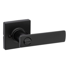 Kwikset Breton Privacy Door Lever for Bedroom and Bathroom Doors featuring Microban in Matte Black