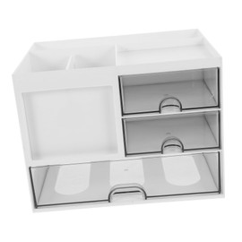 GANAZONO Desktop Drawer Organizer Box Multi File Storage Holder Easy Assembly Tidy Design for Office Supplies and Home Office Accessories White Transparent Black