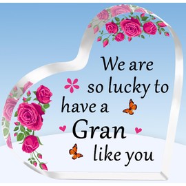 TTOVEN Gran Gifts Mothers Day Gifts Gran Birthday Gifts We Are So Lucky to have a Gran Like You Heart Shaped Acrylic