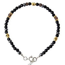 2PIECES so0508 Men's Anklet, Onyx Black, Stone