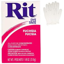 Polvo concentrado de tinte Rit multiusos con guantes de plástico para ropa, decoración y manualidades, color fucsia (paquete de 1)
