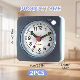Guttiuaa Silent Alarm Clocks Bedside Non Ticking, 2 Pcs Simple Alarm Clock